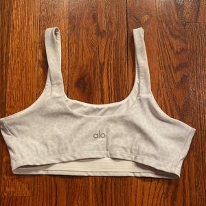 Alo yoga white cheetah sports bra